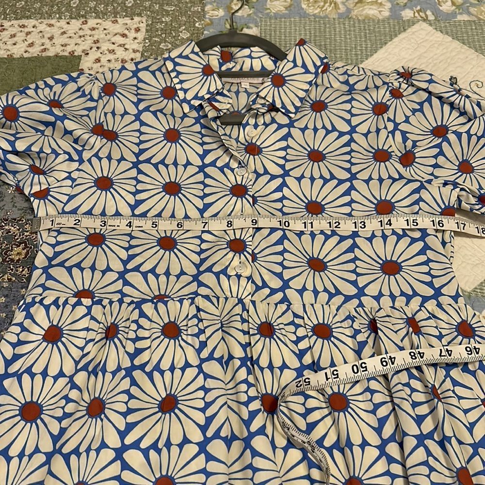 NWT Olivaceous Mod Daisy Tiered Baby Doll Shirt Dress, Size Medium - Picture 11 of 12